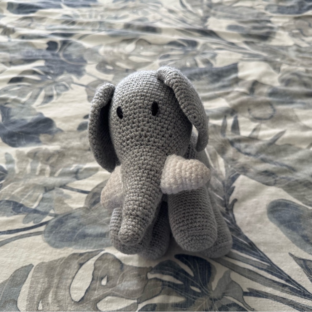 Gray Crochet Elephant Plush Toy